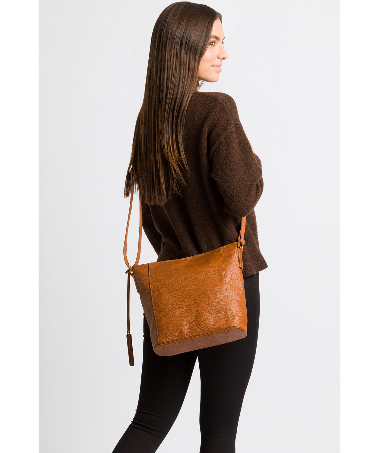 'Tamzin' Tan Leather Shoulder Bag Pure Luxuries London