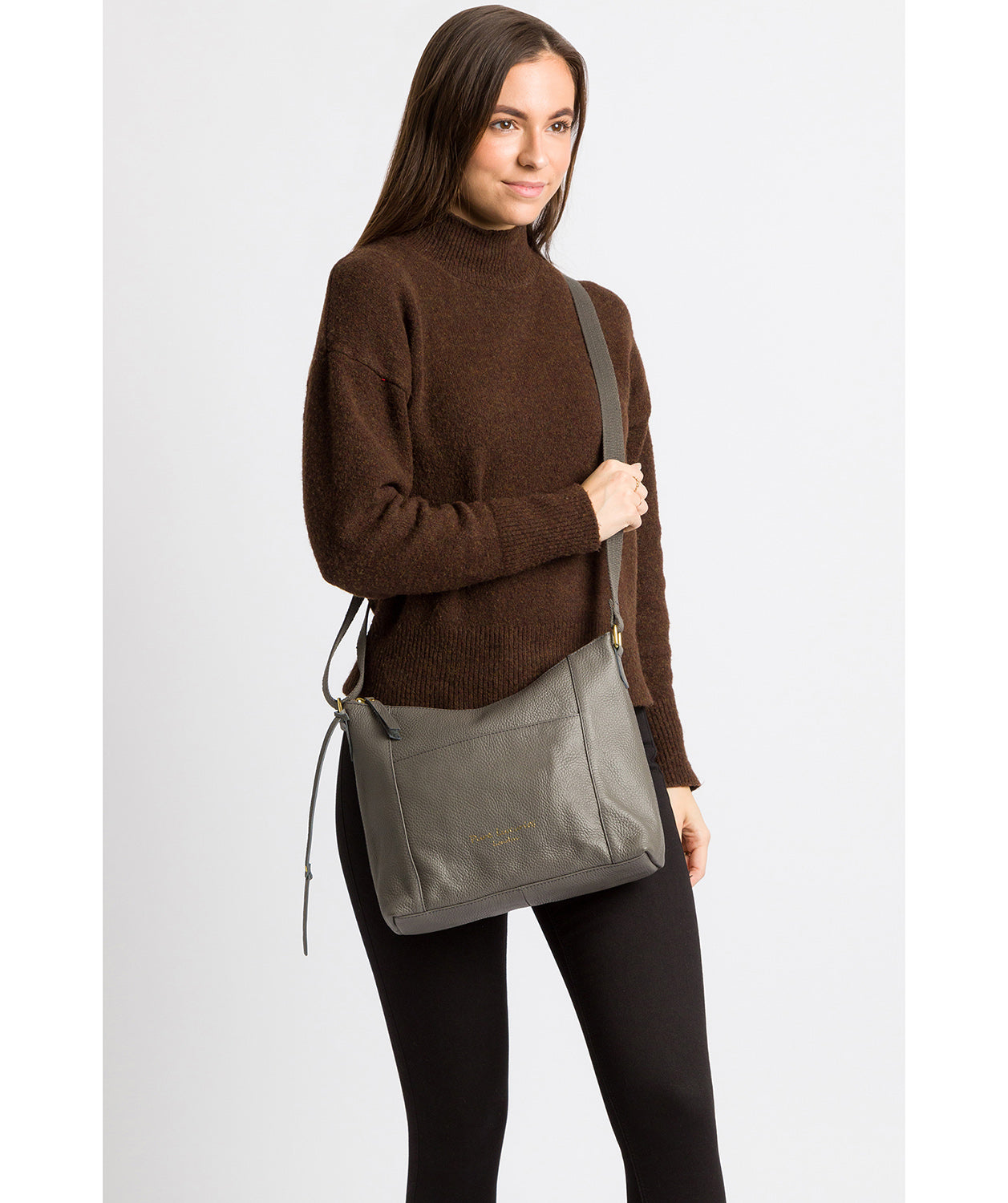 'Lachele' Grey Leather Shoulder Bag image 2