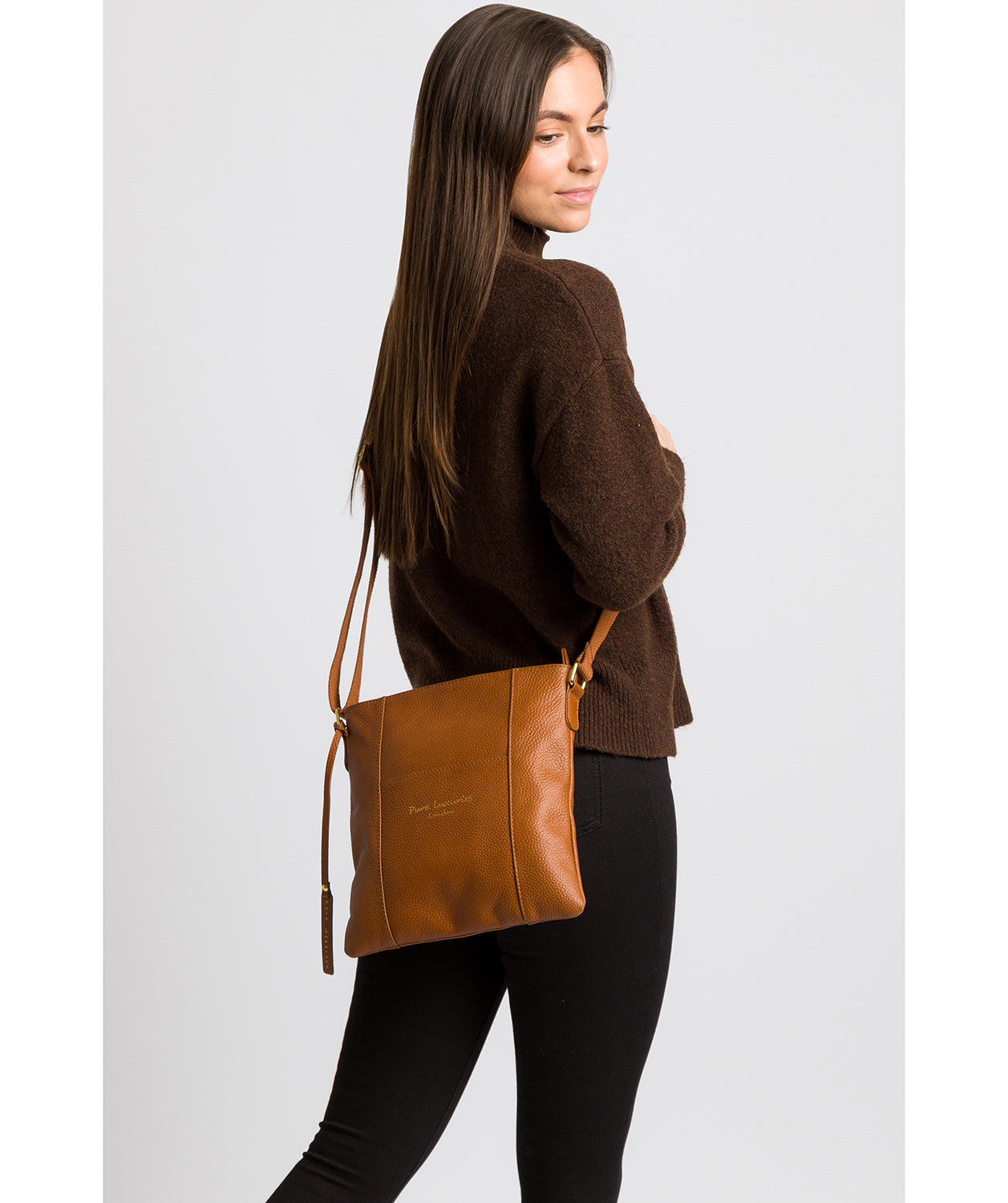 'Kayley' Tan Leather Cross Body Bag image 2