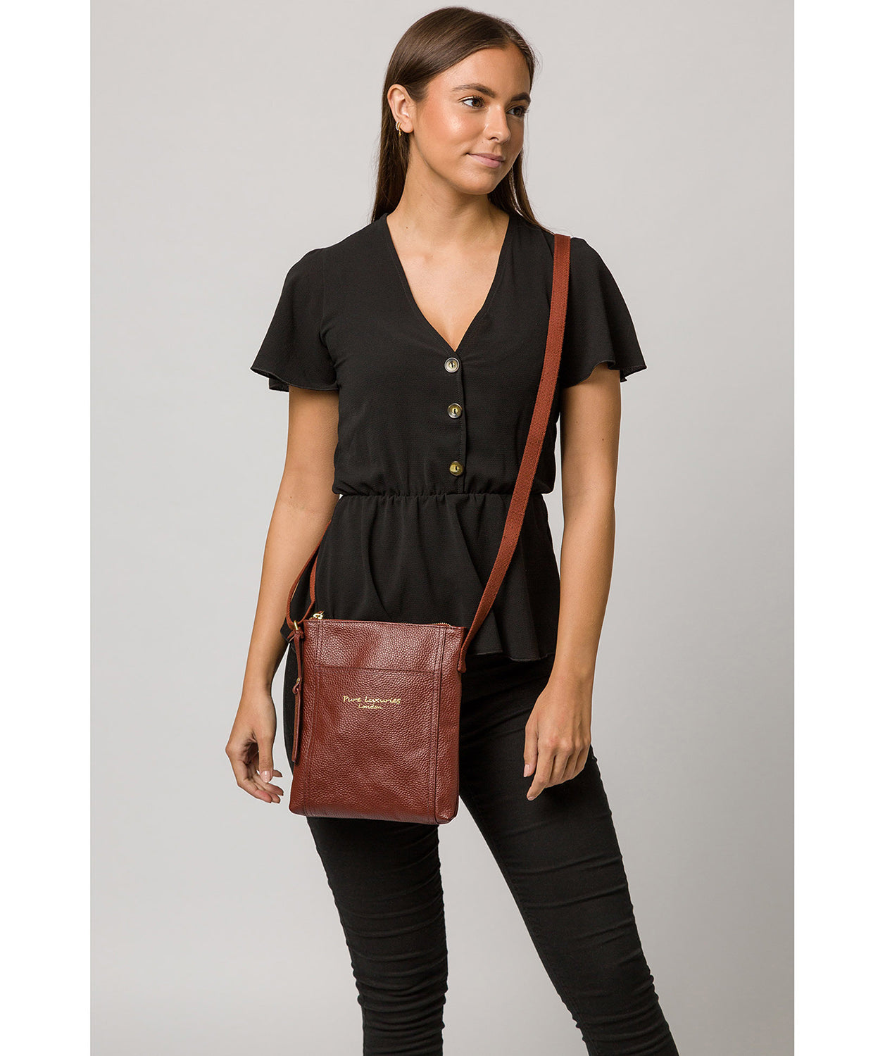'Belinda' Cognac' Leather Cross Body Bag image 2