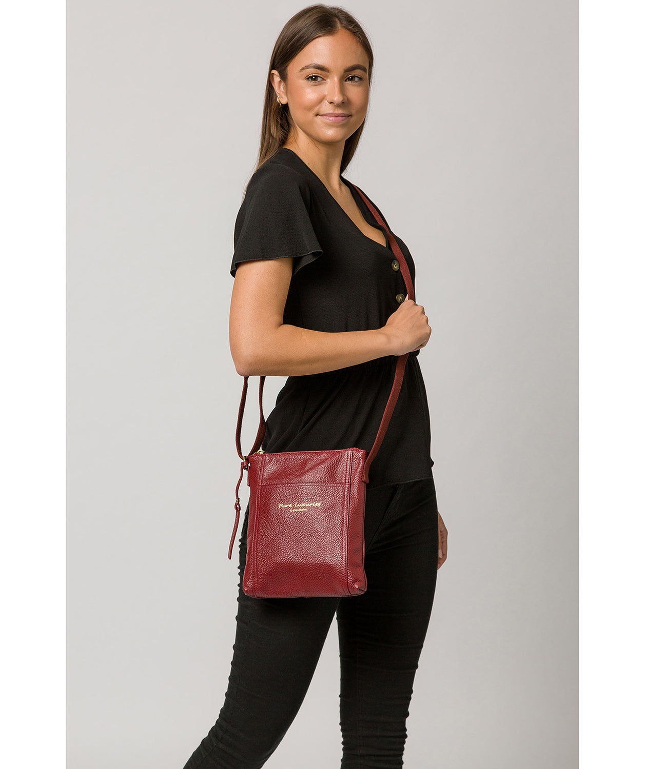 'Belinda' Red Leather Cross Body Bag image 2