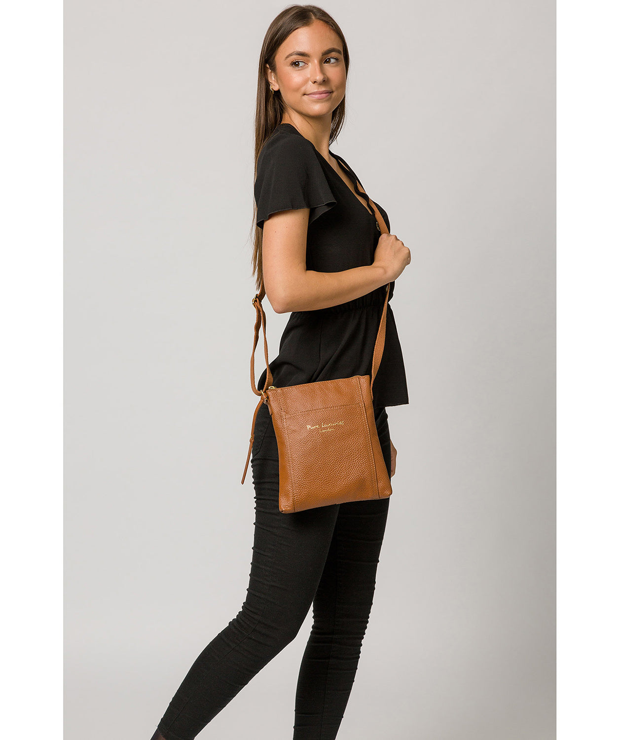 'Belinda' Tan Leather Cross Body Bag image 2