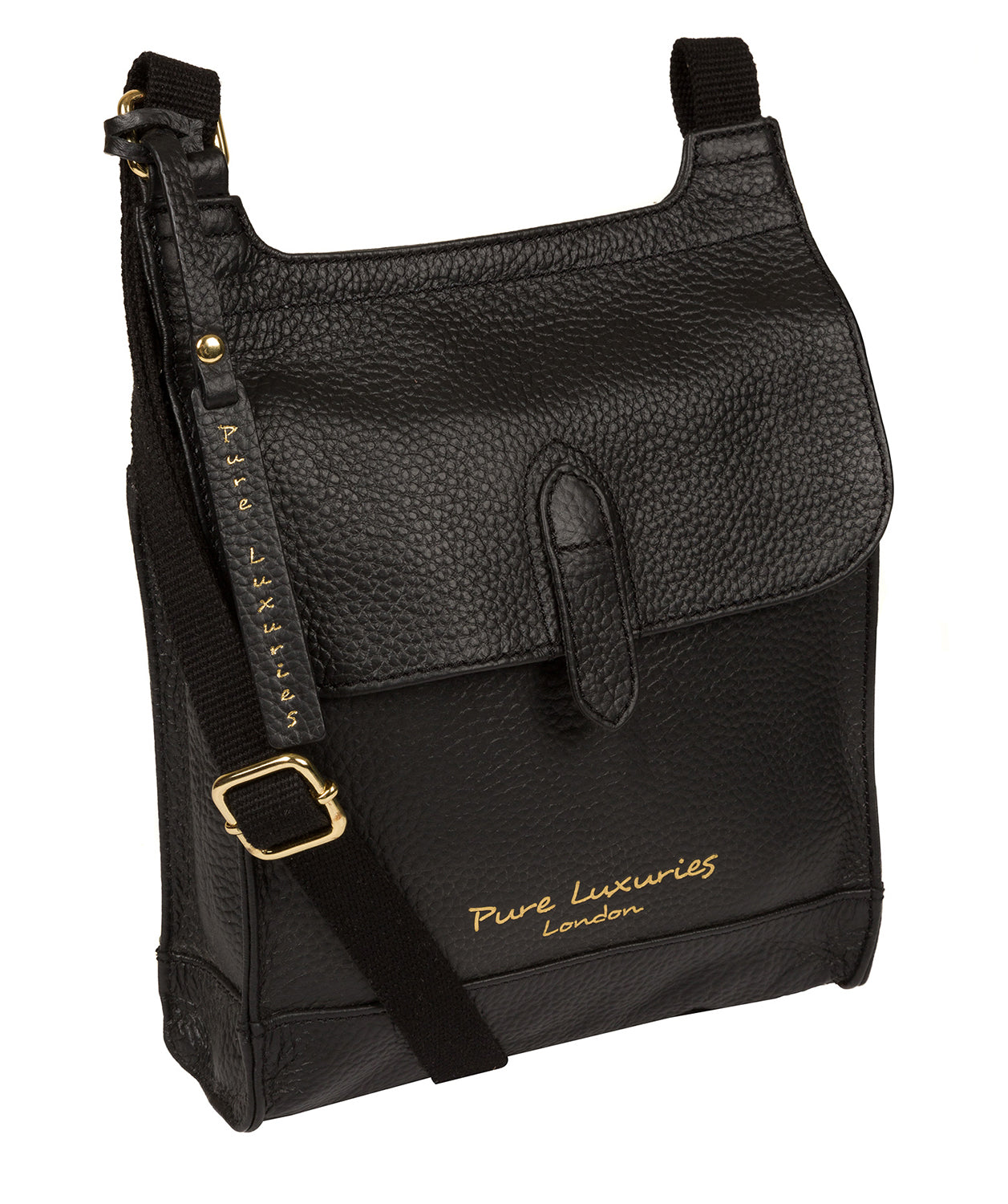'Lea' Black Leather Cross Body Bag image 5