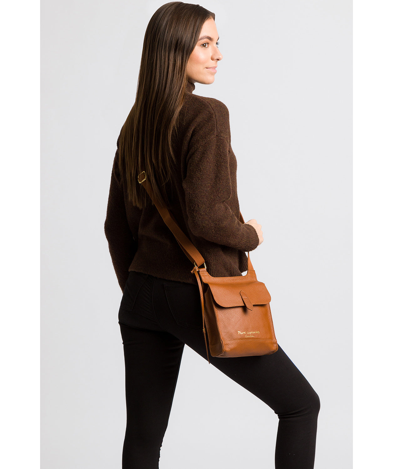 'Lea' Tan Leather Cross Body Bag image 2