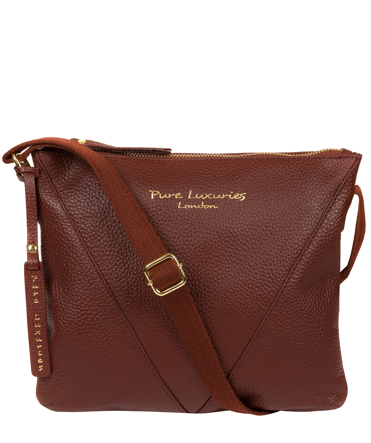 'Lupita' Cognac Leather Cross Body Bag Pure Luxuries London