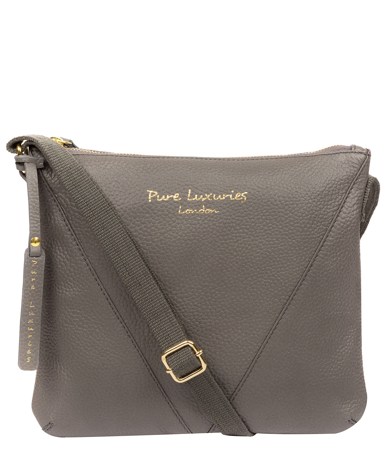 'Lupita' Grey Leather Cross Body Bag Pure Luxuries London