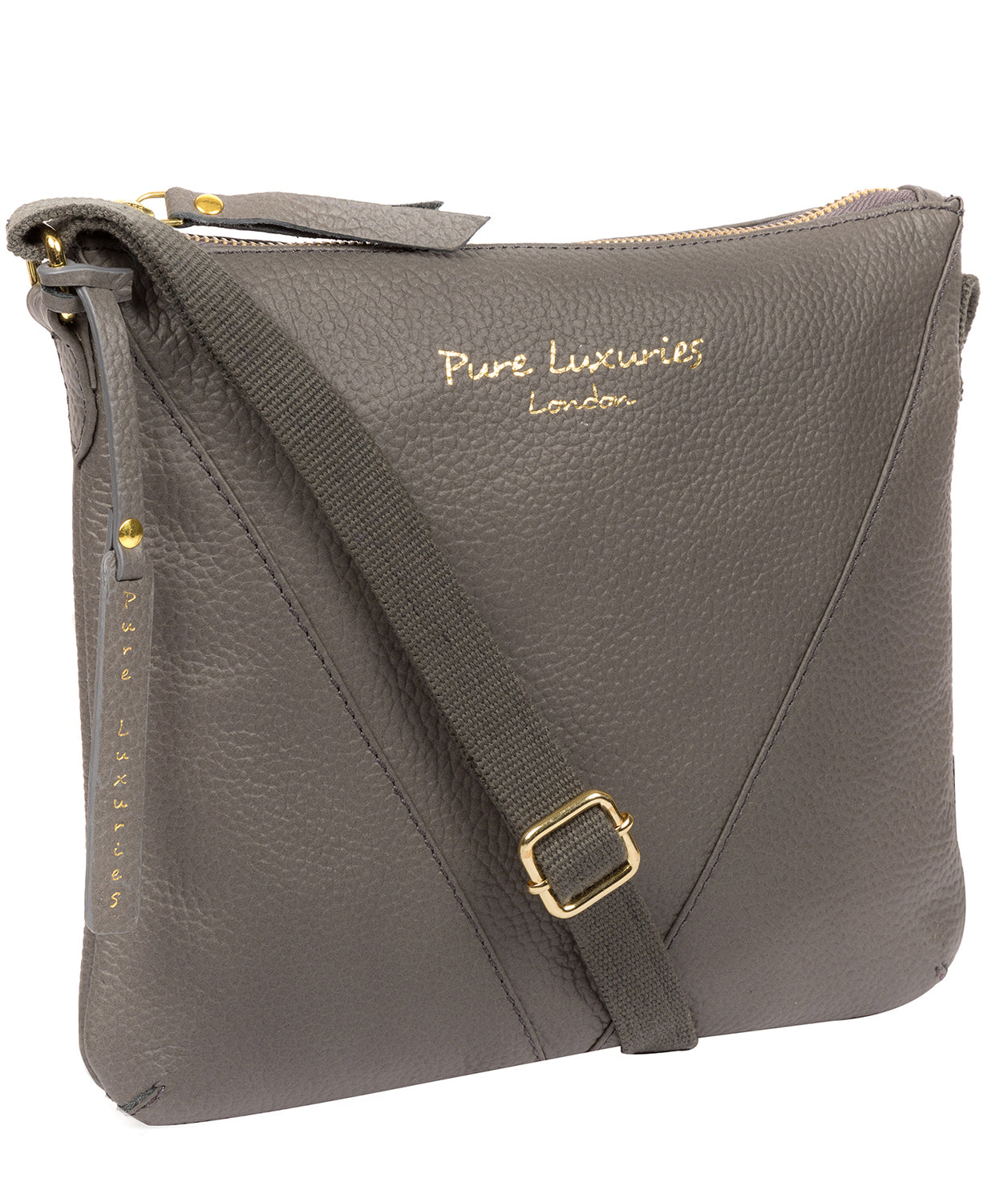 'Lupita' Grey Leather Cross Body Bag Pure Luxuries London