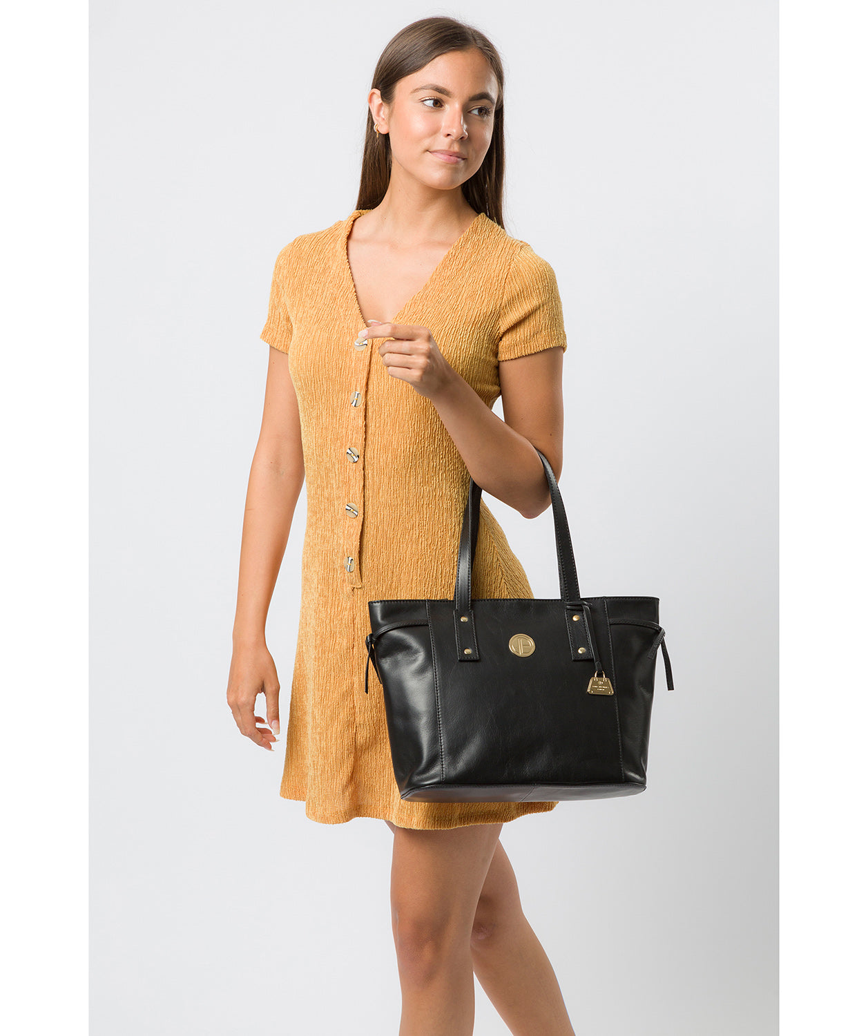 'Calista' Jet Black Leather Tote Bag image 2