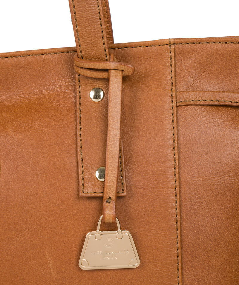 'Calista' Saddle Tan Leather Tote Bag image 6