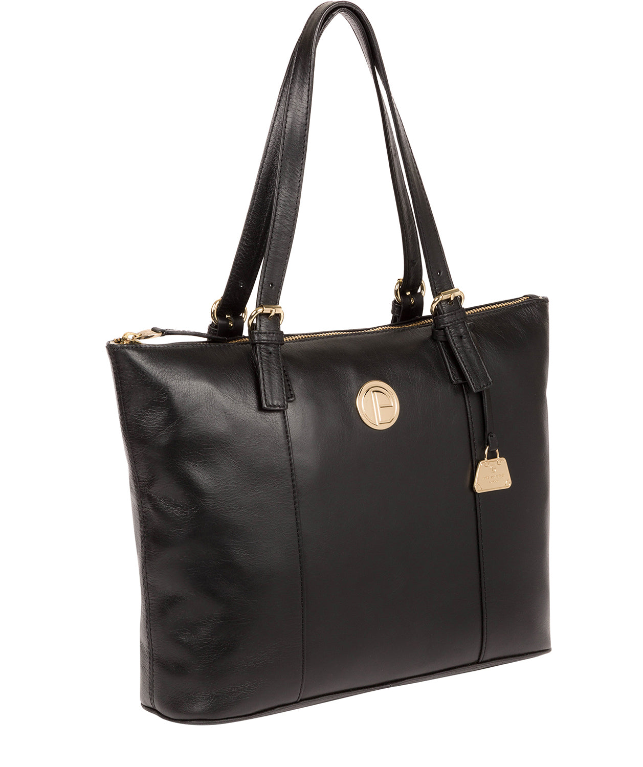 'Aster' Jet Black Leather Tote Bag image 5