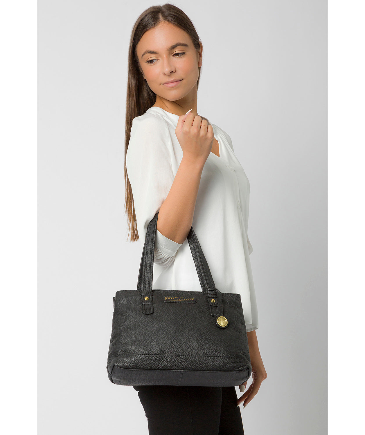 'Linton' Black & Gold Leather Handbag image 2