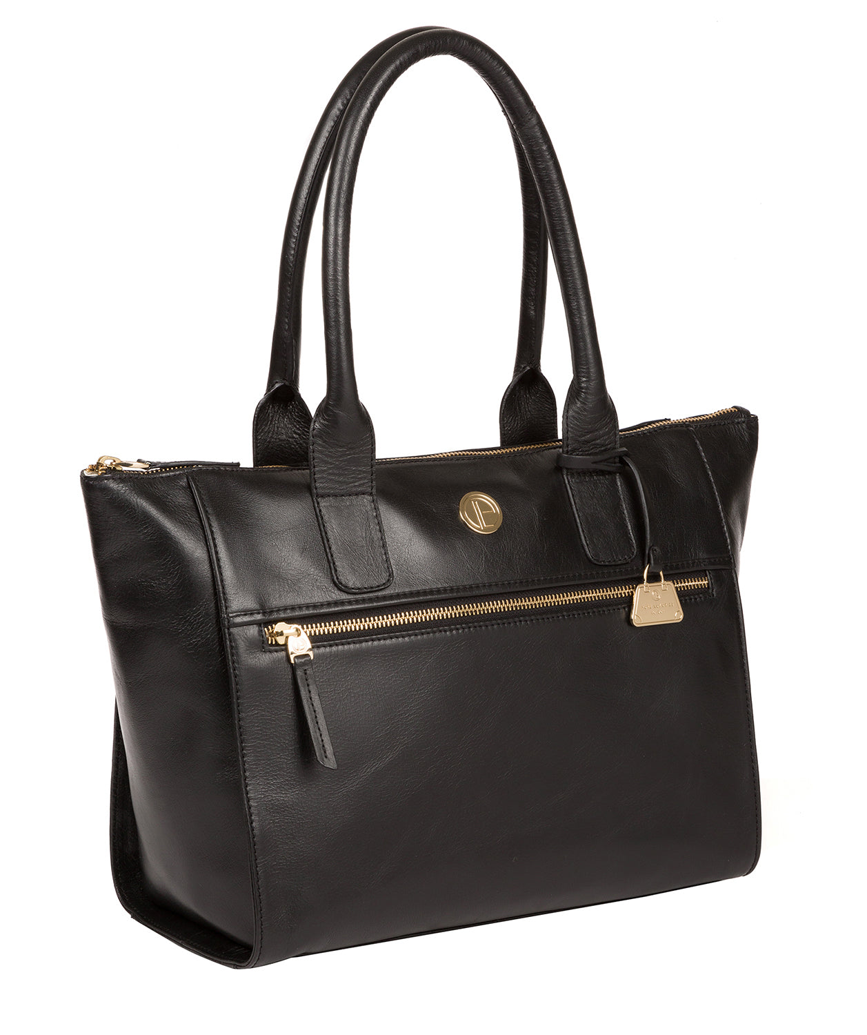 'Primrose' Jet Black Leather Tote Bag Pure Luxuries London