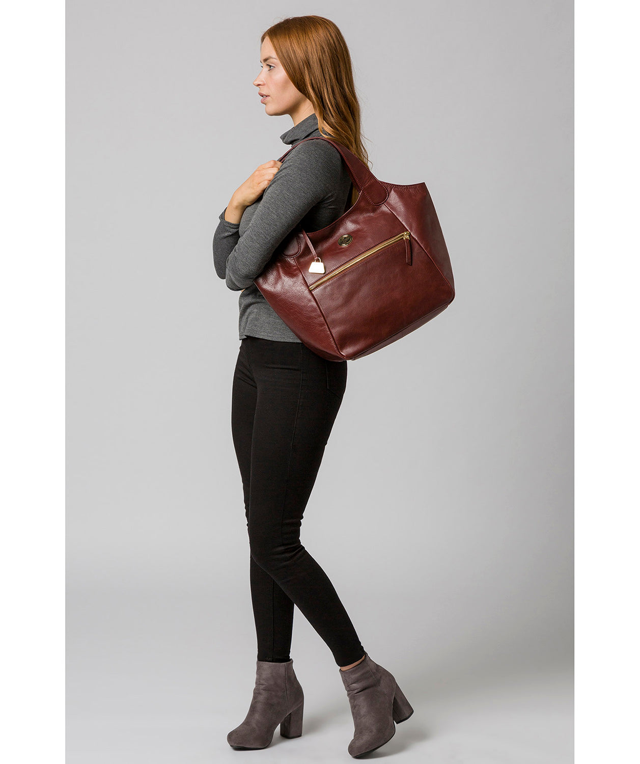 'Mimosa' Chestnut Leather Tote Bag image 7