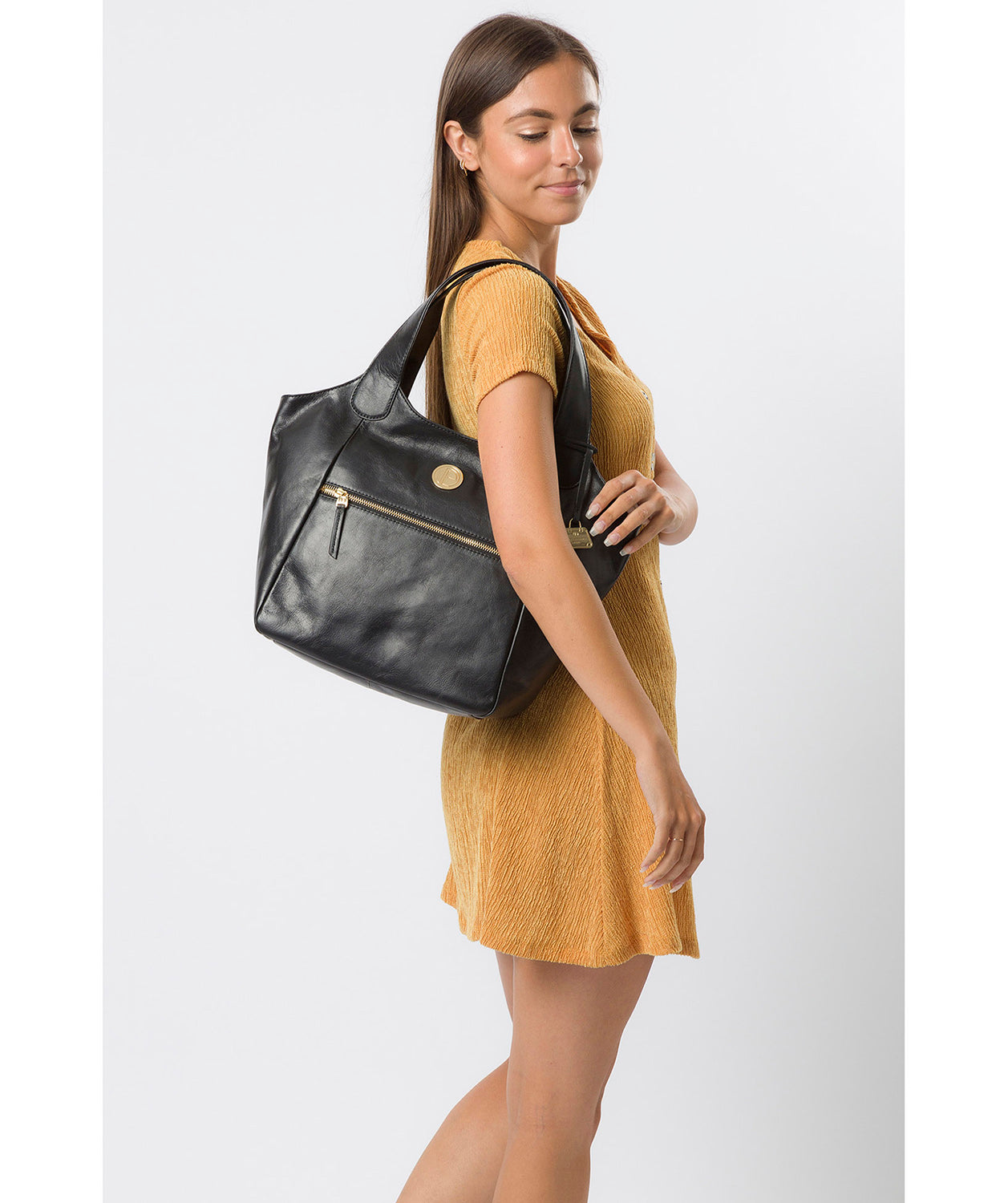 'Mimosa' Jet Black Leather Tote Bag Pure Luxuries London