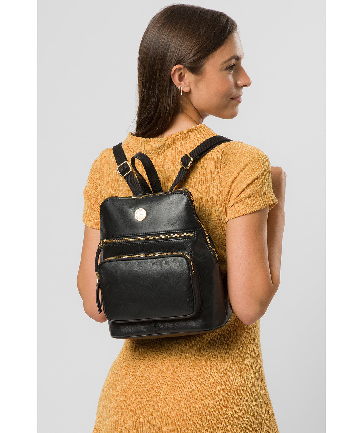 'Verbena' Jet Black Leather Backpack image 2