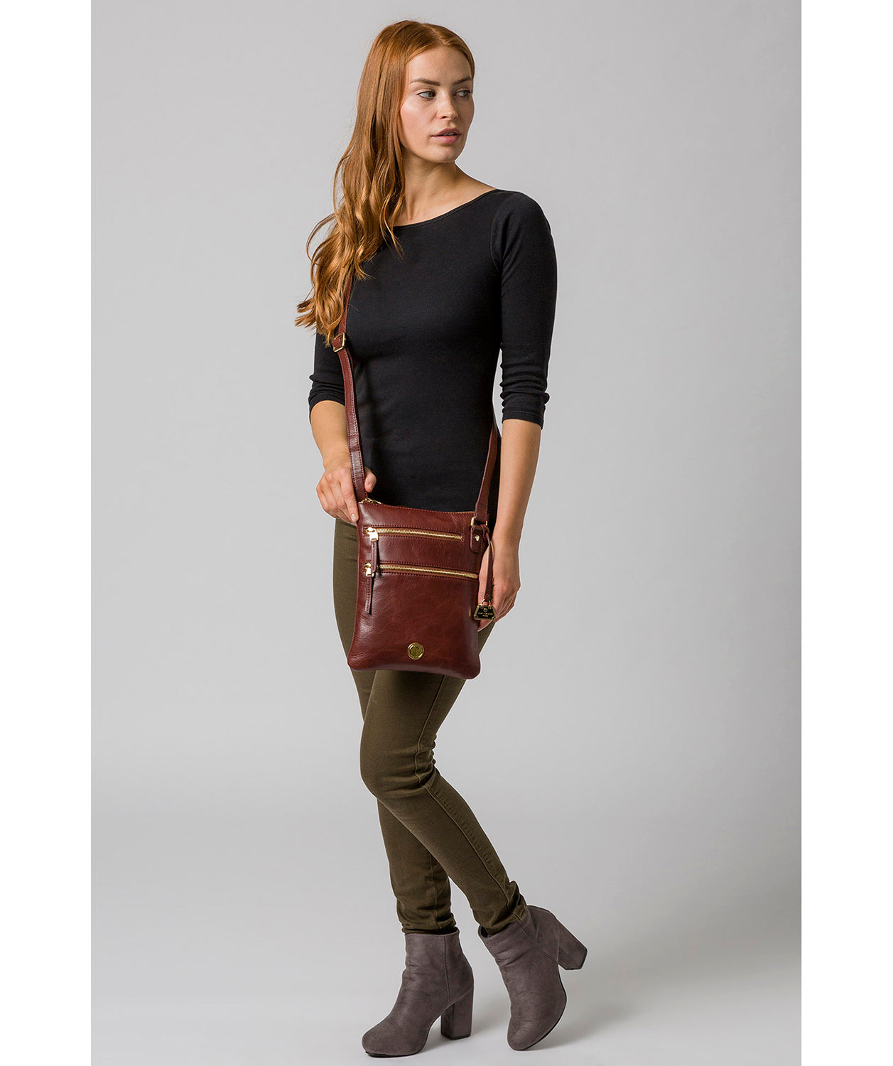 'Gardenia' Chestnut Leather Cross Body Bag image 2