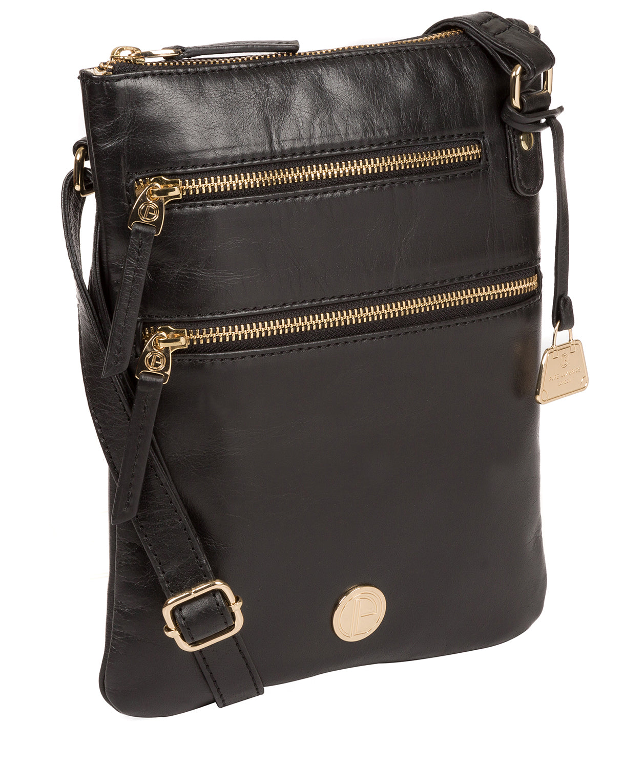 'Gardenia' Jet Black Leather Cross Body Bag image 5