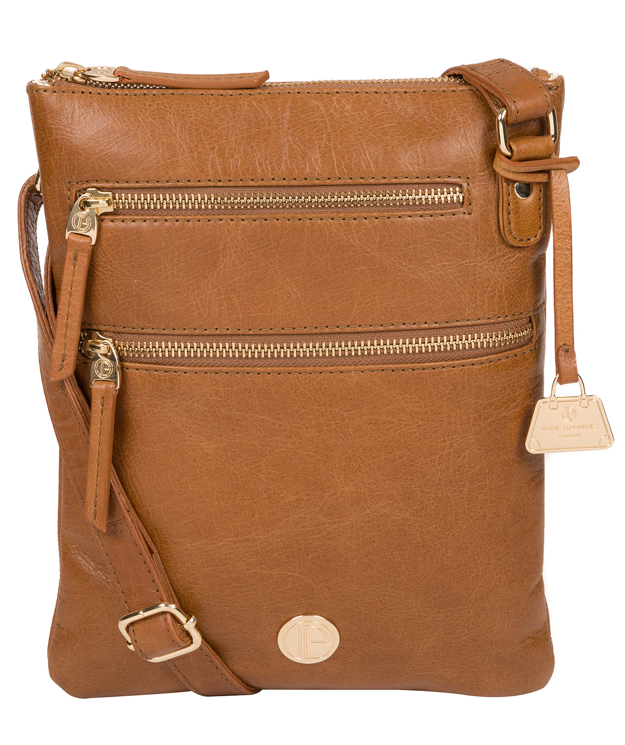 'Gardenia' Saddle Tan Leather Cross Body Bag Pure Luxuries London