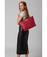 'Faye' Berry Red Leather Tote Bag image 7