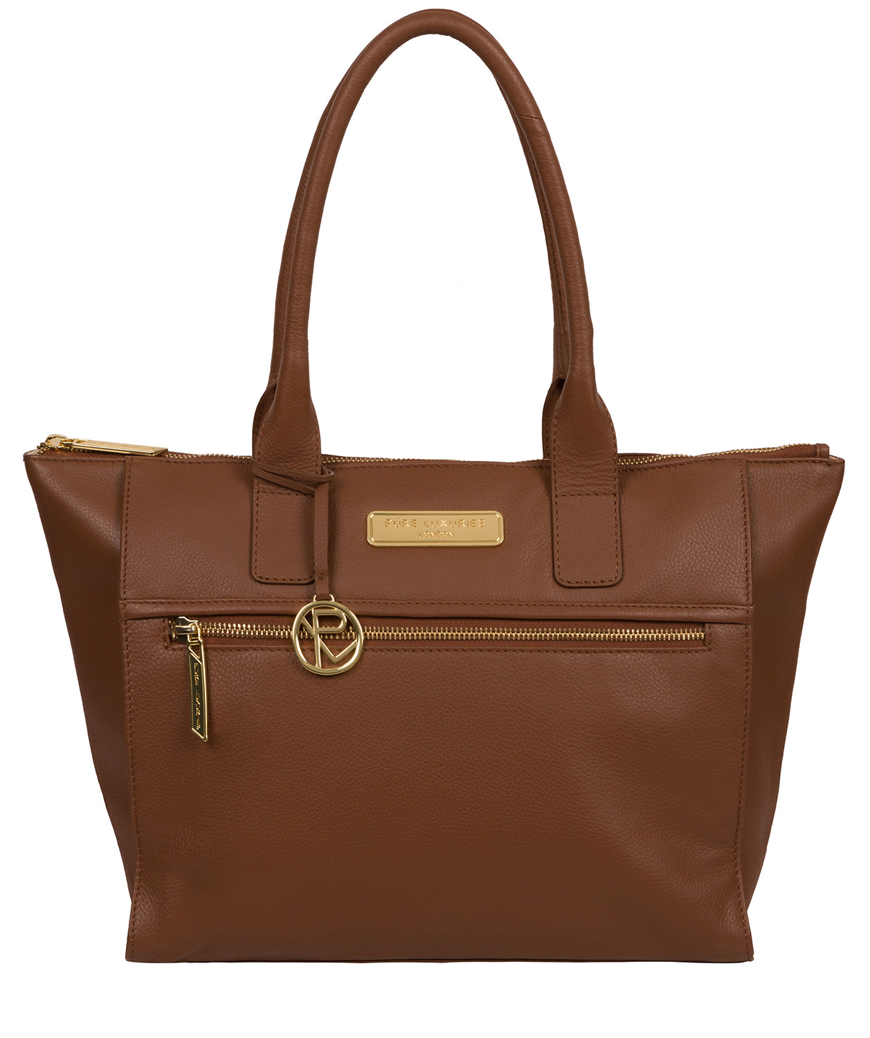 'Faye' Tan Leather Tote Bag
