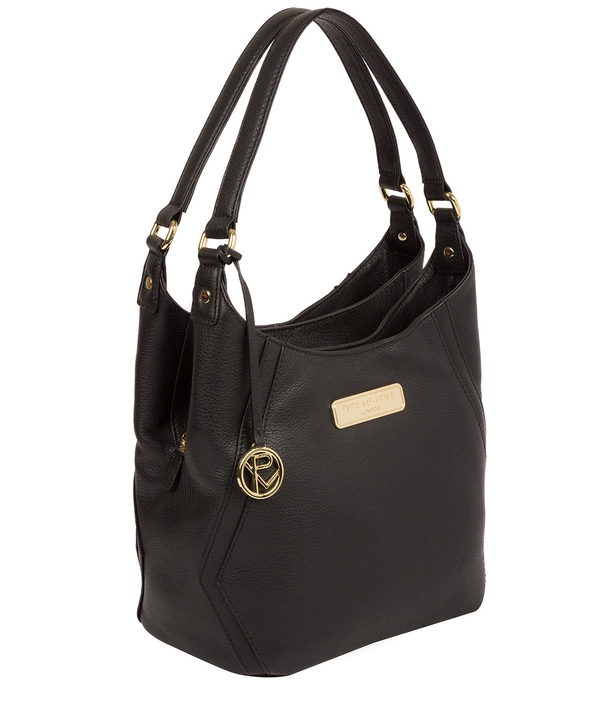 'Abigail' Black Leather Shoulder Bag image 5