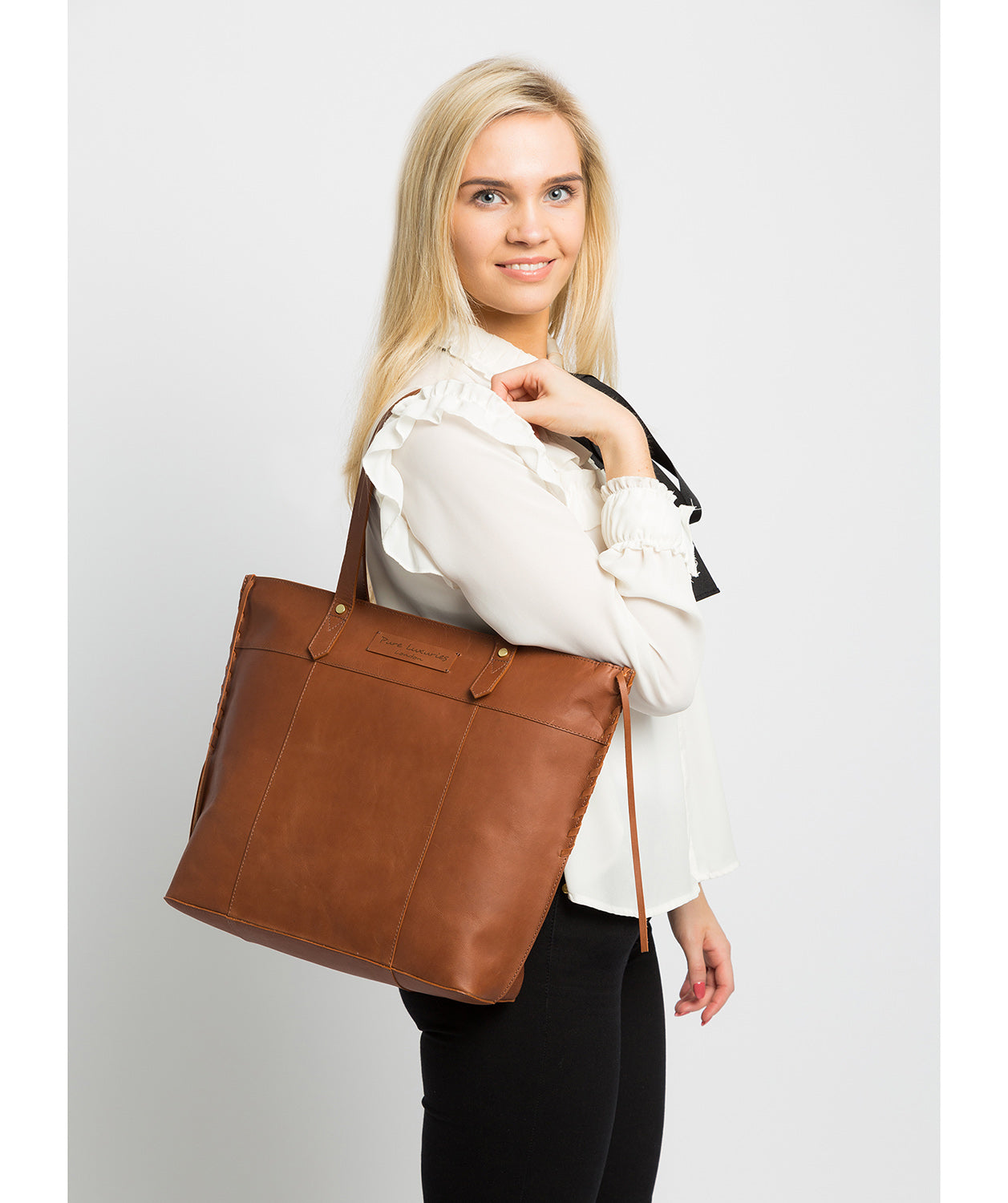 'Hampstead' Cognac Leather Tote Bag image 2