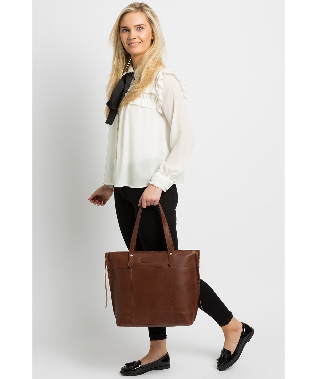 'Hampstead' Conker Brown Leather Tote Bag