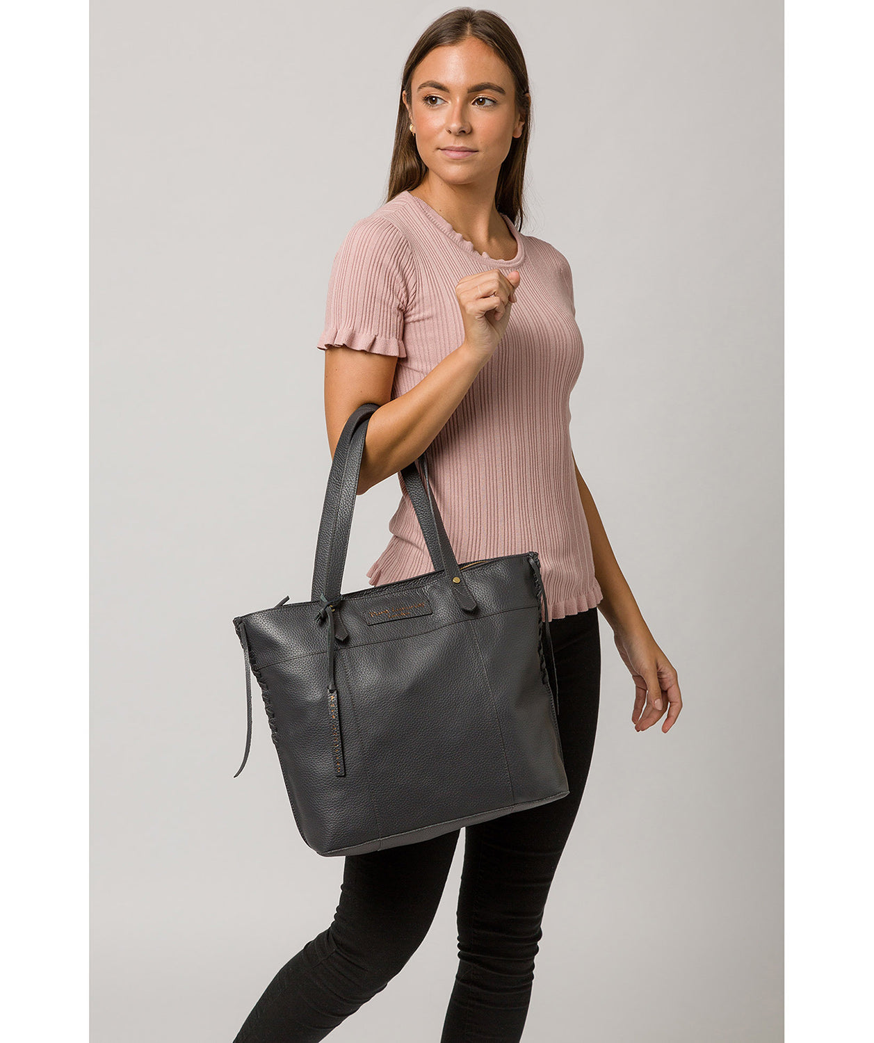 'Hampstead' Slate Leather Tote Bag image 2