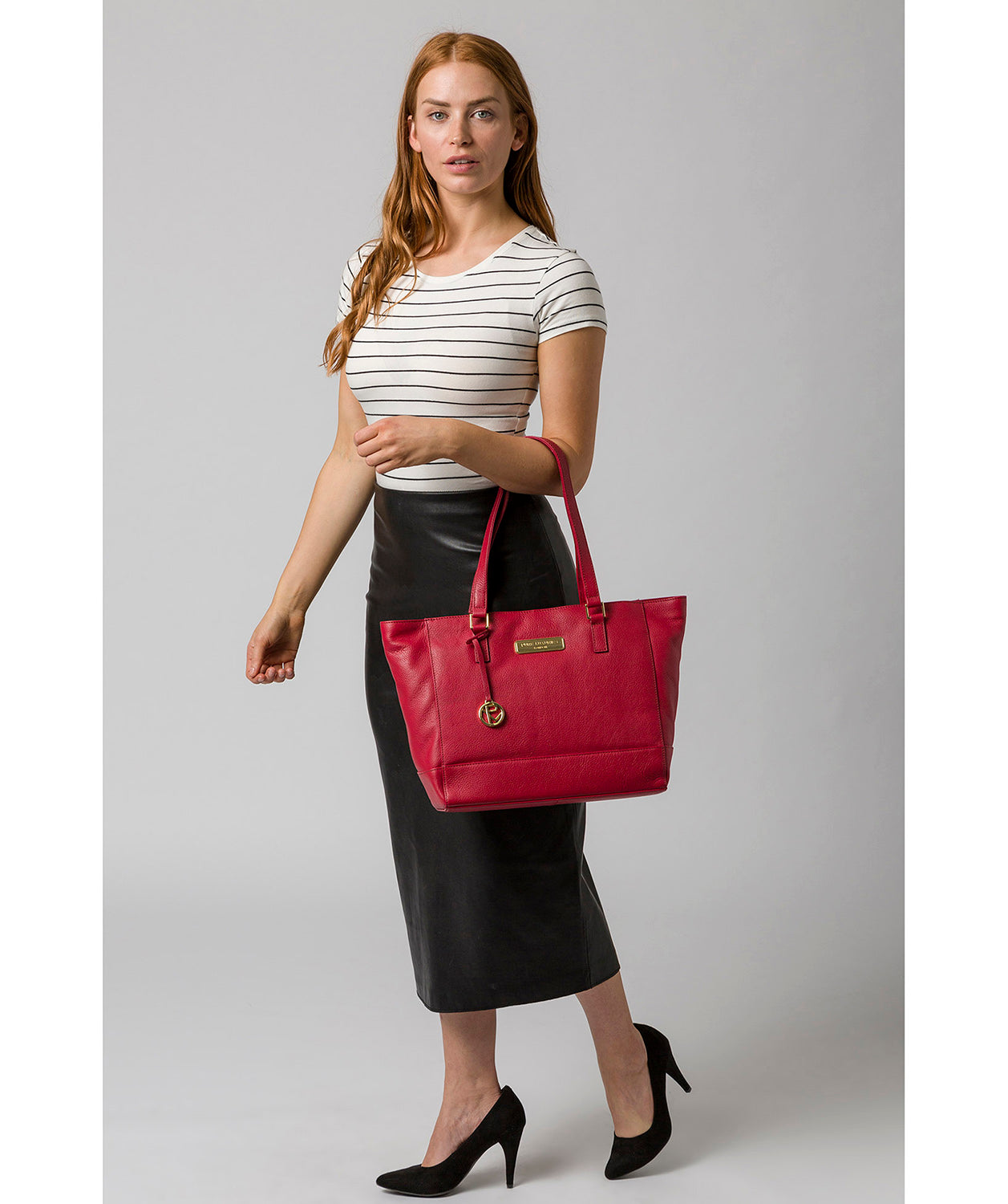 'Sophie' Berry Red Leather Tote Bag image 2