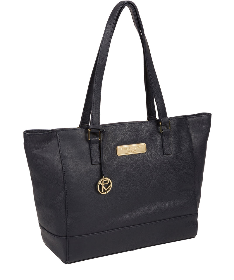 'Sophie' Navy Leather Tote Bag image 5