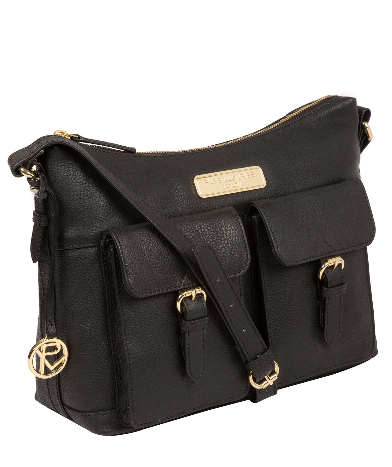 'Jenna' Black Leather Shoulder Bag image 5