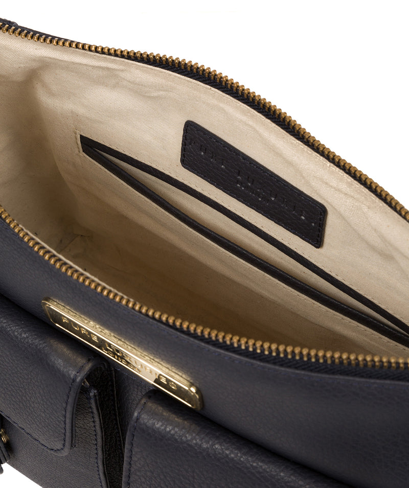 'Jenna' Navy Leather Shoulder Bag image 4