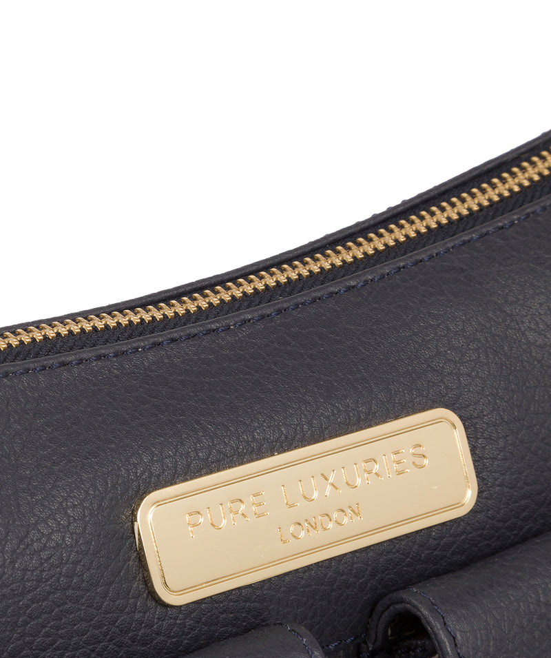'Jenna' Navy Leather Shoulder Bag image 7