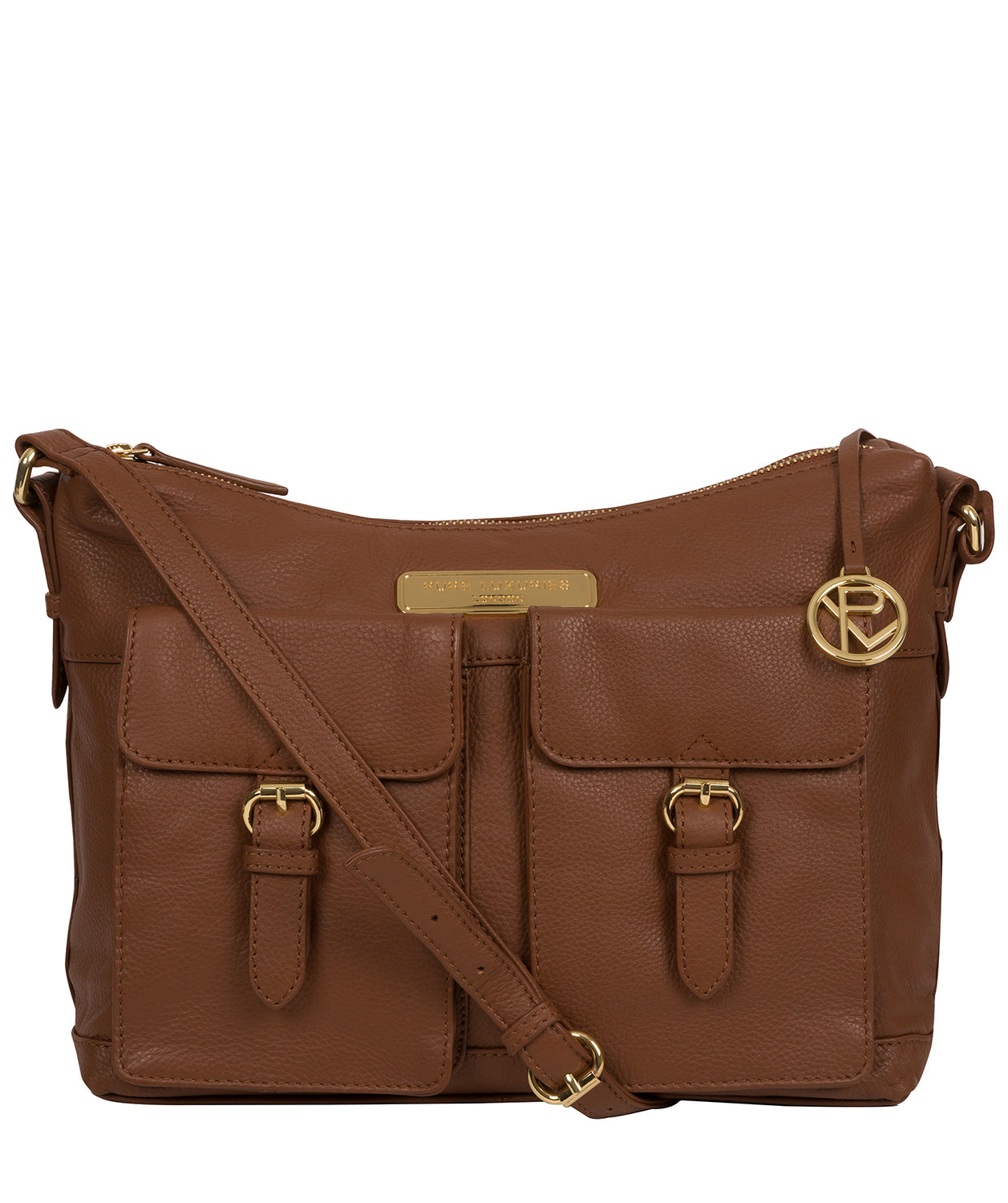 'Jenna' Tan Leather Shoulder Bag