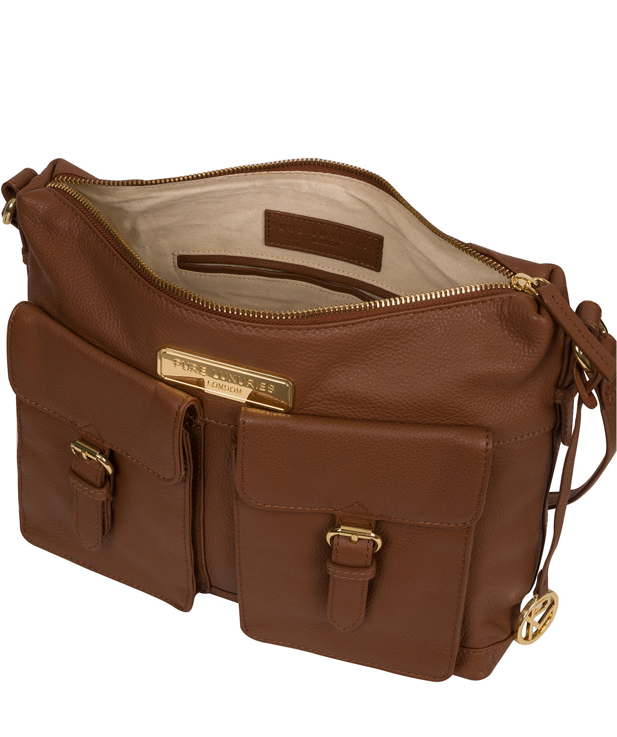 'Jenna' Tan Leather Shoulder Bag