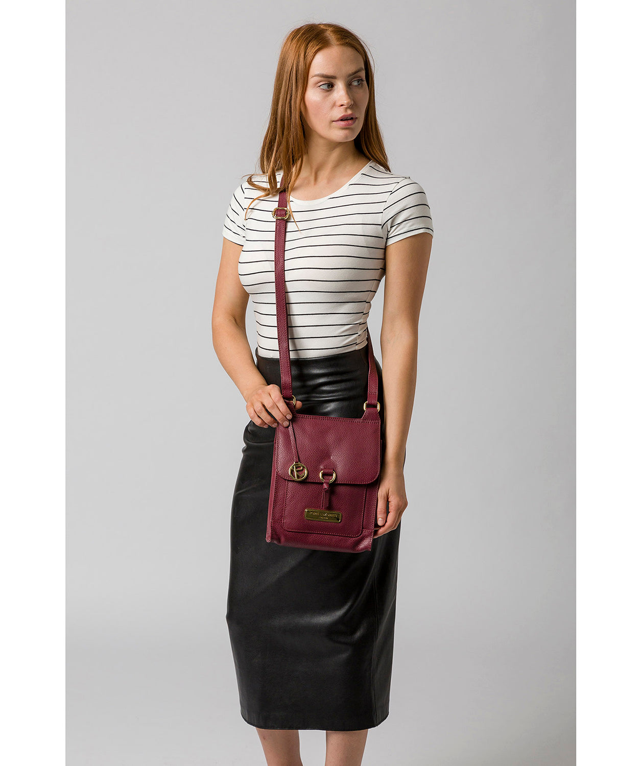 'Naomi' Pomegranate Leather Cross Body Bag image 2