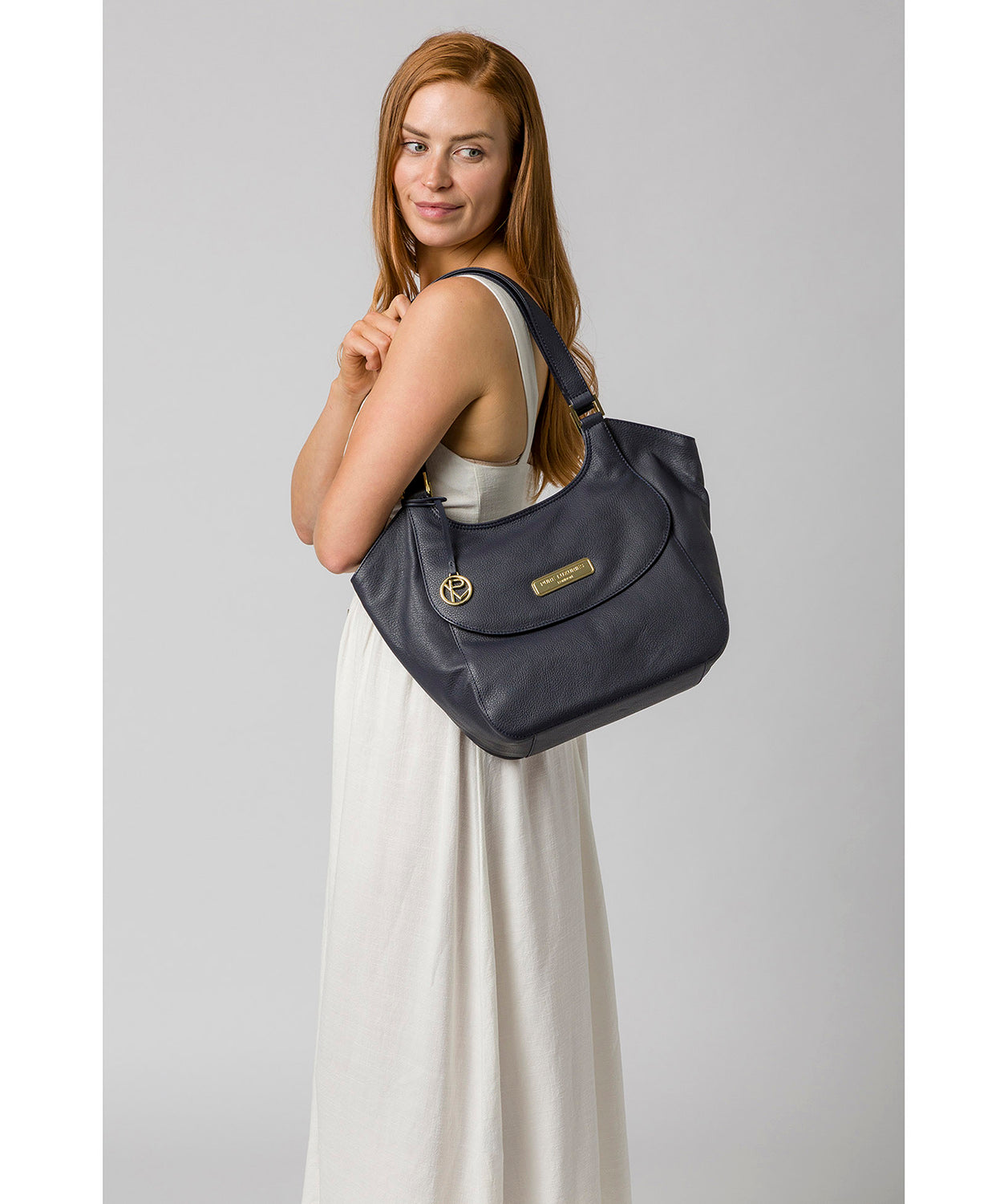 'Grace' Navy Leather Tote Bag image 2