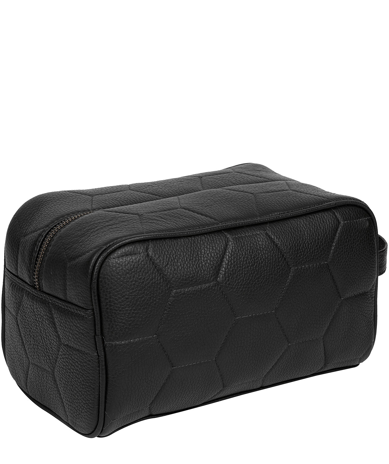 'Defender' Black Leather Washbag