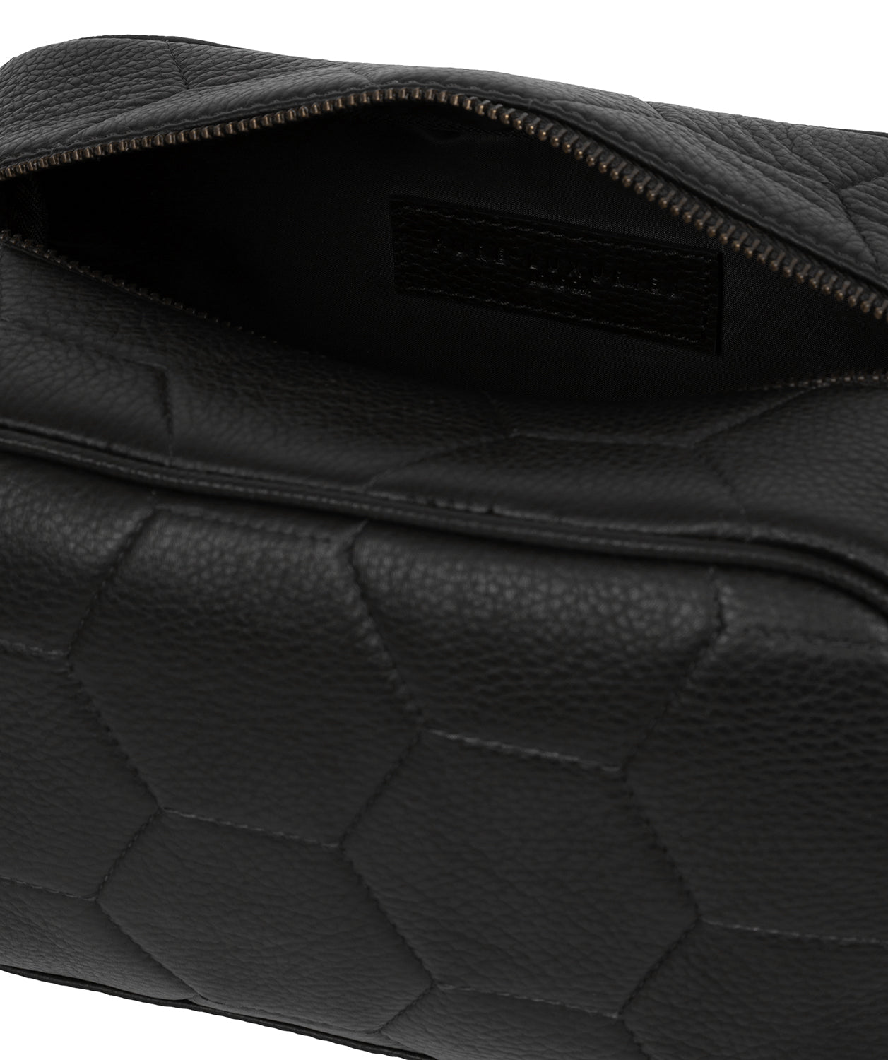 'Defender' Black Leather Washbag
