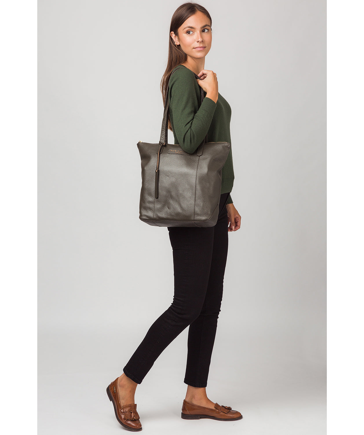 'Blendon' Hunter Green Leather Tote Bag