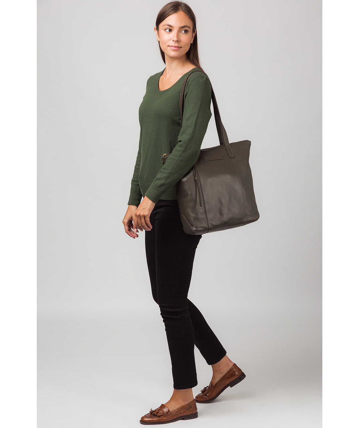 'Blendon' Hunter Green Leather Tote Bag