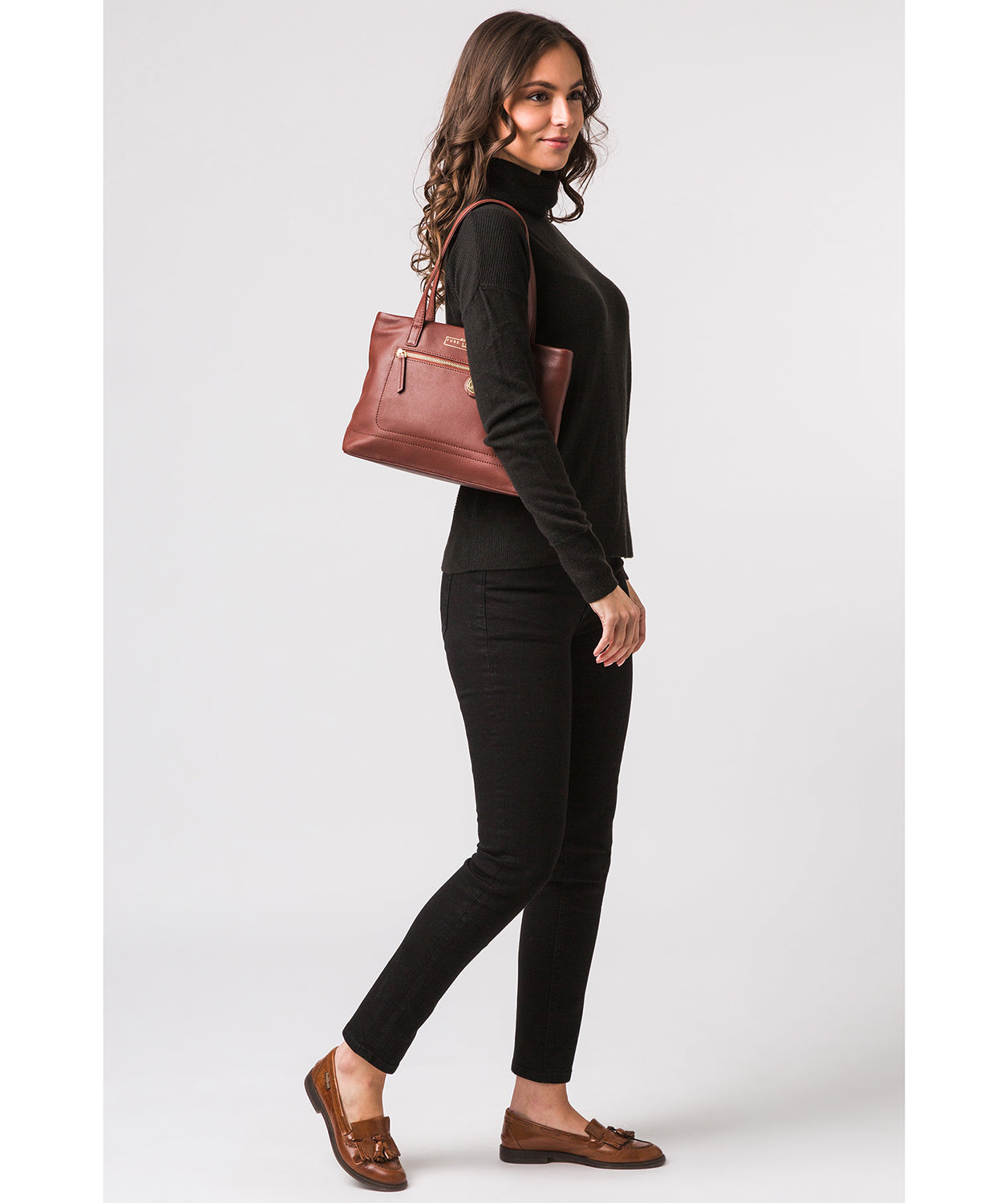 'Adley' Chestnut Leather Handbag