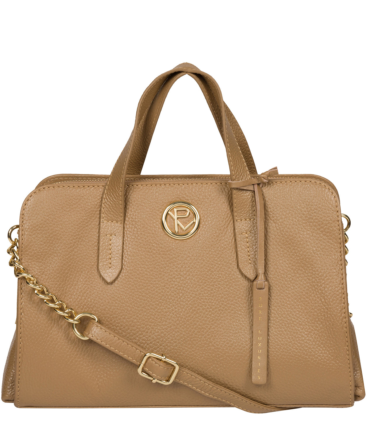 'Amelie' Metallic Champagne Leather Handbag image 1