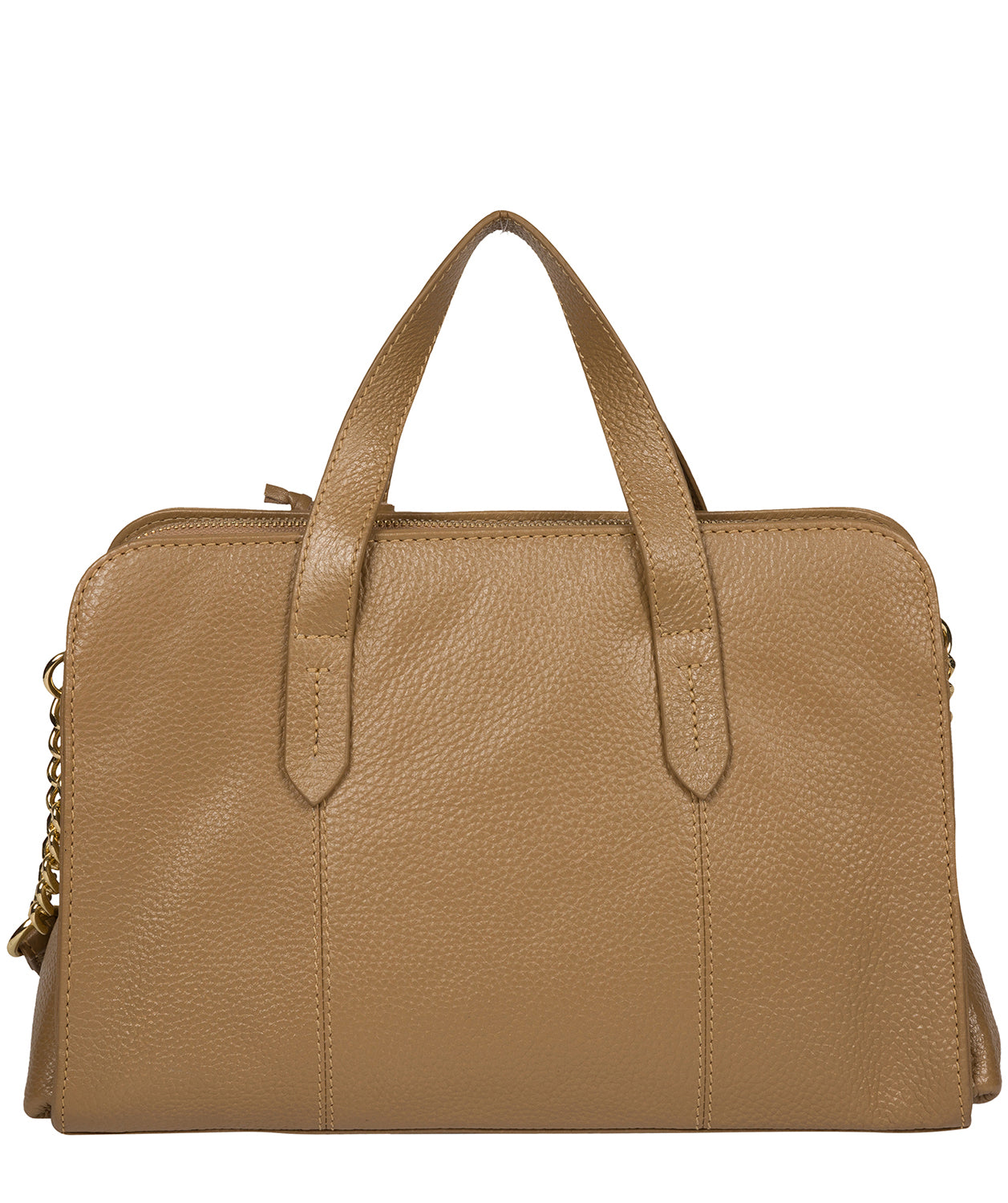 'Amelie' Metallic Champagne Leather Handbag image 3