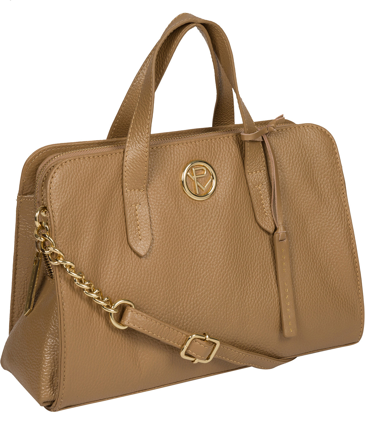 'Amelie' Metallic Champagne Leather Handbag image 6