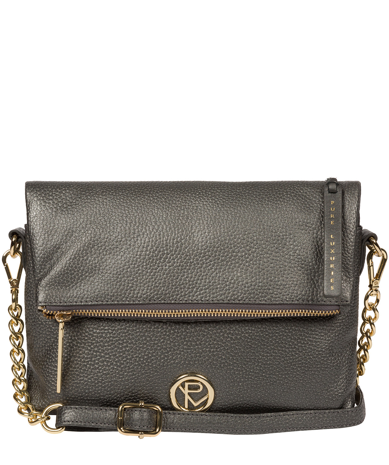'Floria' Metallic Dark Silver Leather Cross Body Bag image 1