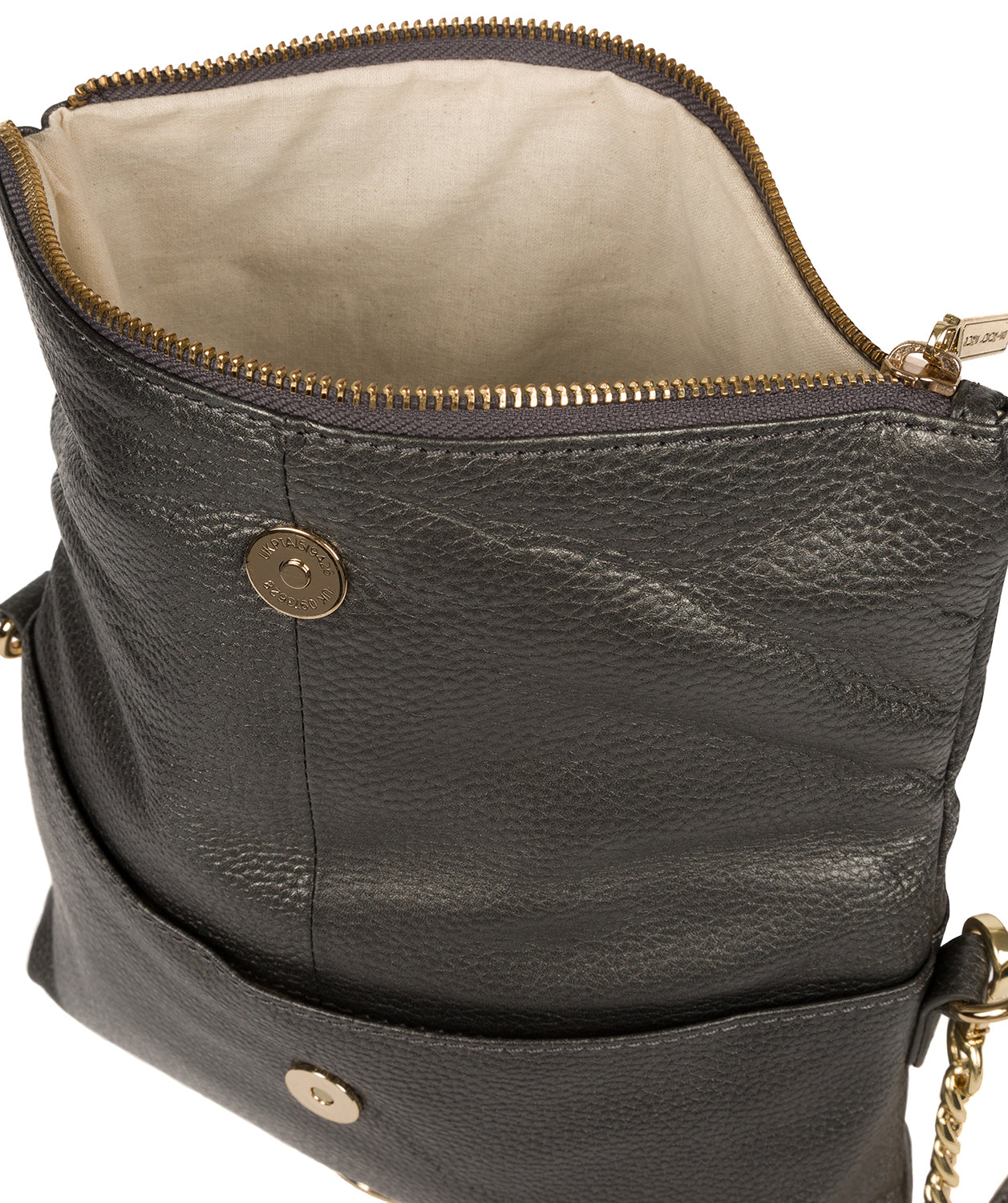 'Floria' Metallic Dark Silver Leather Cross Body Bag image 4