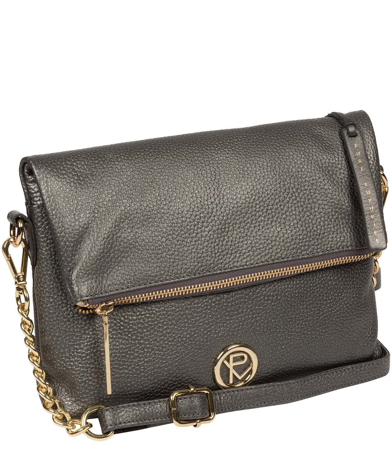 'Floria' Metallic Dark Silver Leather Cross Body Bag image 5