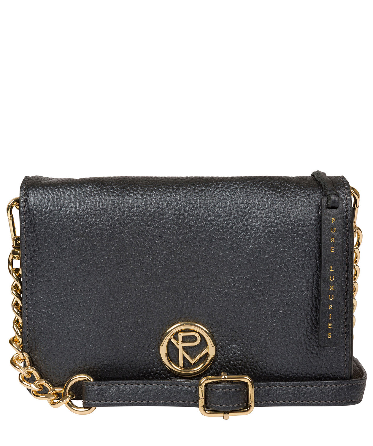 'Esmee' Metallic Blue Steel Leather Cross Body Bag image 1