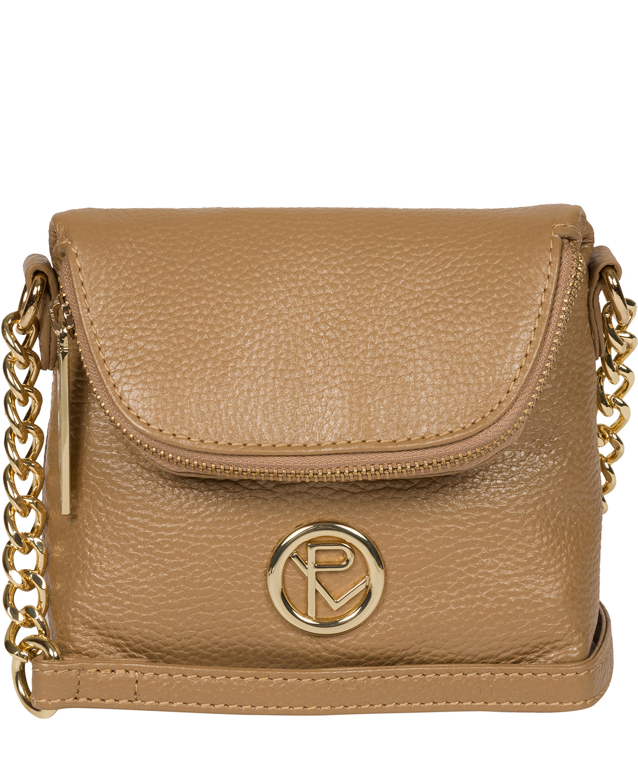 'Giselle' Metallic Champagne Leather Cross Body Bag image 1